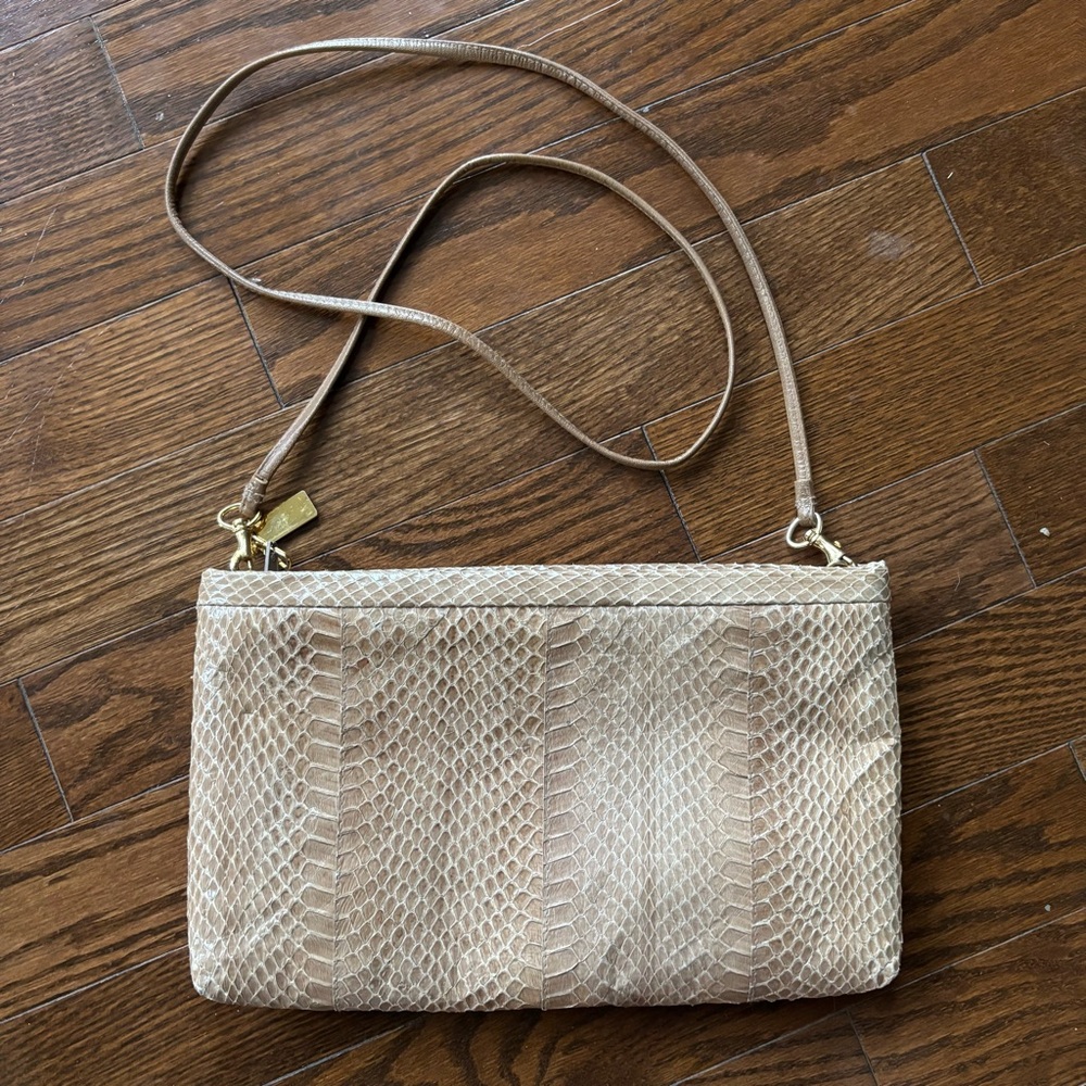 Vintage Saks Fifth Avenue Tan Snakeskin Women's Bag